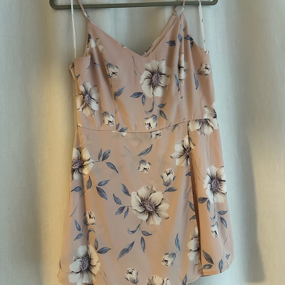 Lulu's Pink Floral Mini Romper Dress - Picture 6 of 9